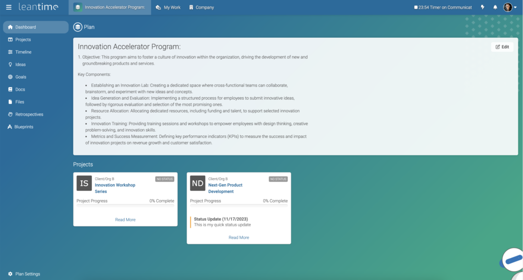 Program Plans - Leantime Marketplace